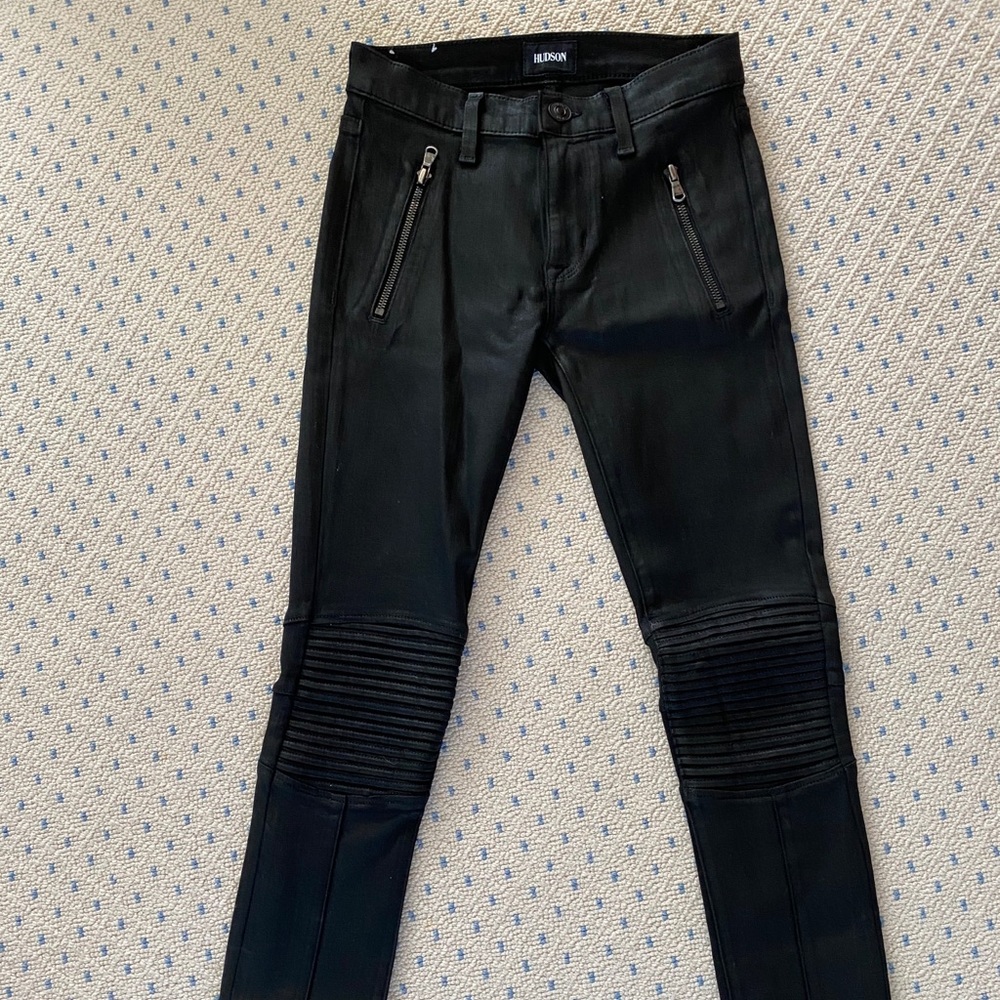 Hudson coated leather jeans